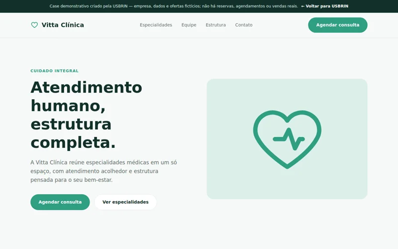 Prévia real da demonstração Vitta Clínica