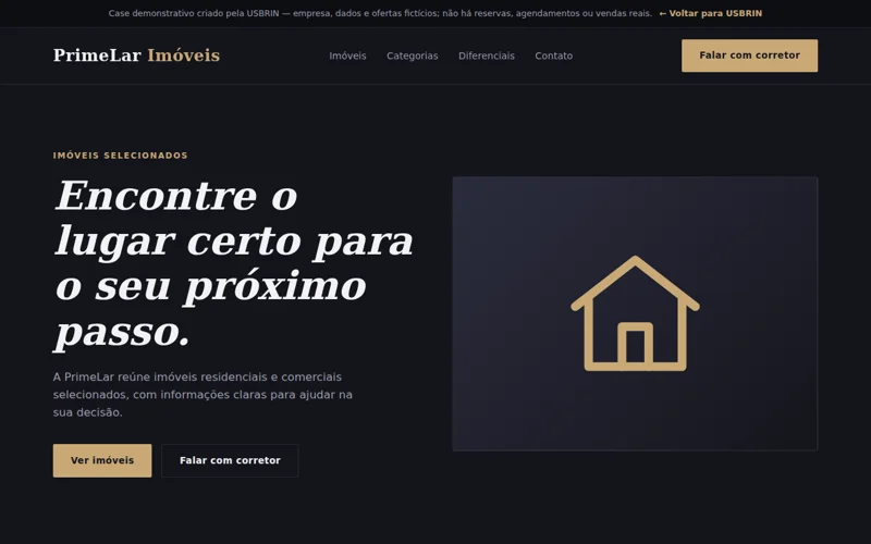 Prévia real da demonstração PrimeLar Imóveis