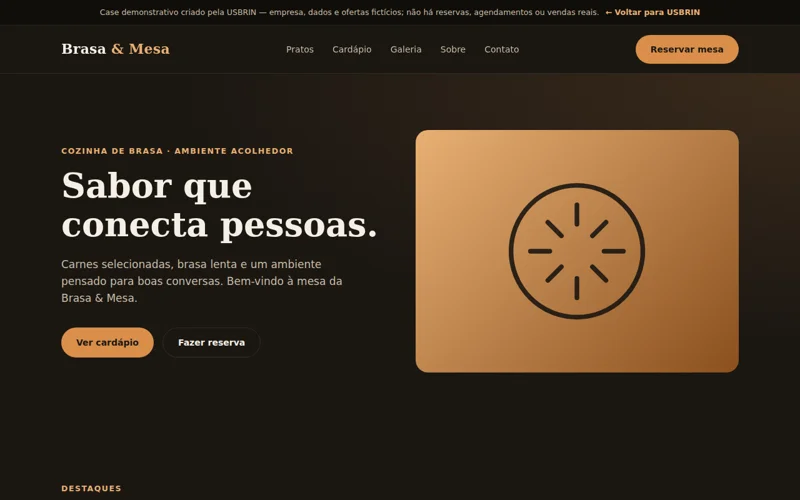 Prévia real da demonstração Brasa & Mesa